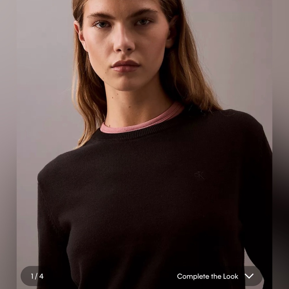 Calvin Klein 100% Cotton Sweater Black Crewneck Size XS Fine Knit